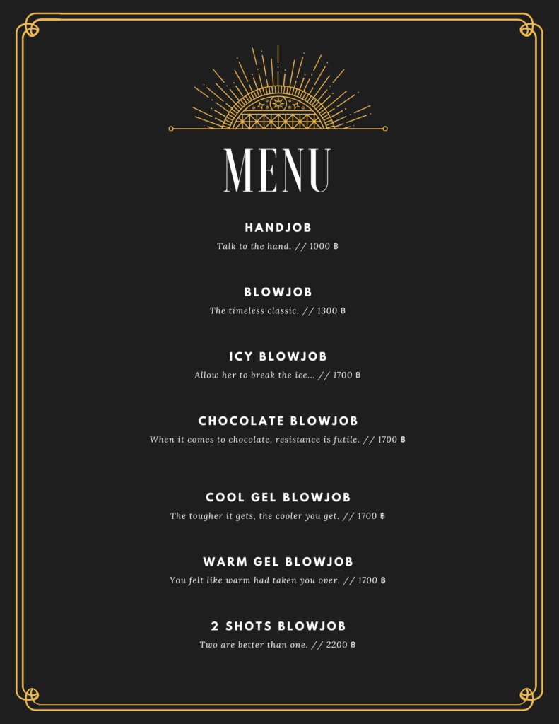 Madame Claude BJ Bar Menu