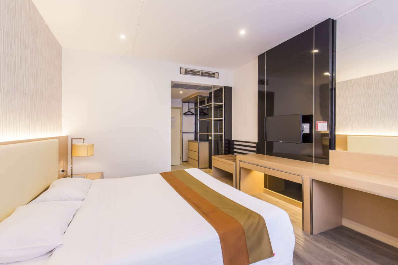 A renovated standard room at the Nana Hotel on Sukhumvit Soi 4, opposite Nana Plaza
