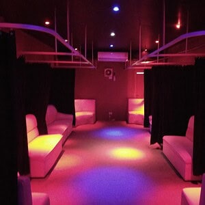 Curtained booths inside Lolita's blowjob bar on Sukhumvit Soi 8, Bangkok