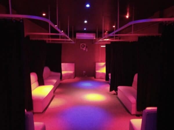 Curtained booths inside Lolita's blowjob bar on Sukhumvit Soi 8, Bangkok
