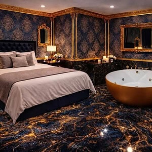 Jacuzzi room with a king-size bed at Versailles Massage on Pattaya Second Road